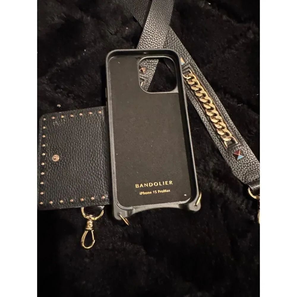 Bandolier Stevie Thick Curb Chain Leather Strap & Studded Magsafe 15pro Max Case — image 2 of 4